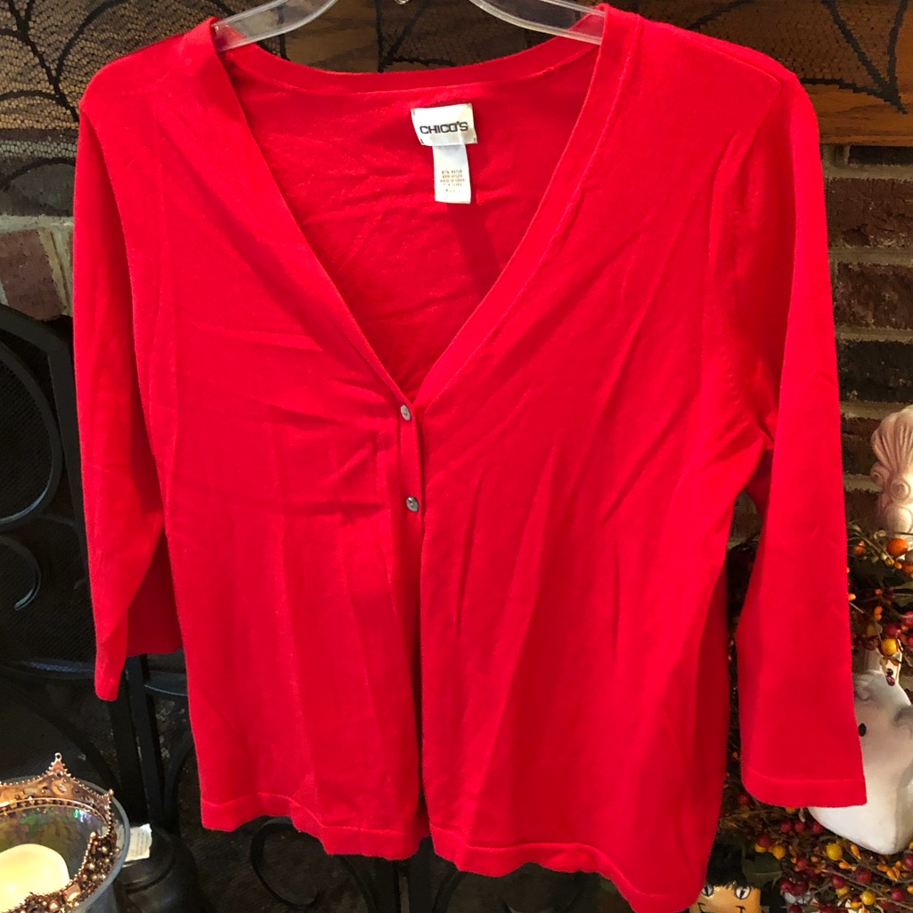 Nwot  Chicos Red Cardigan Excellent Condition